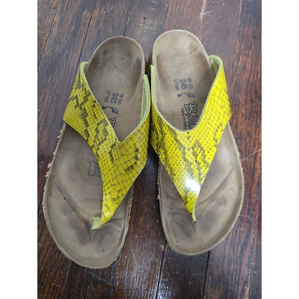 Birkenstock Birki's Maui Thong Yellow Python Sandals - Picture 2 of 8
